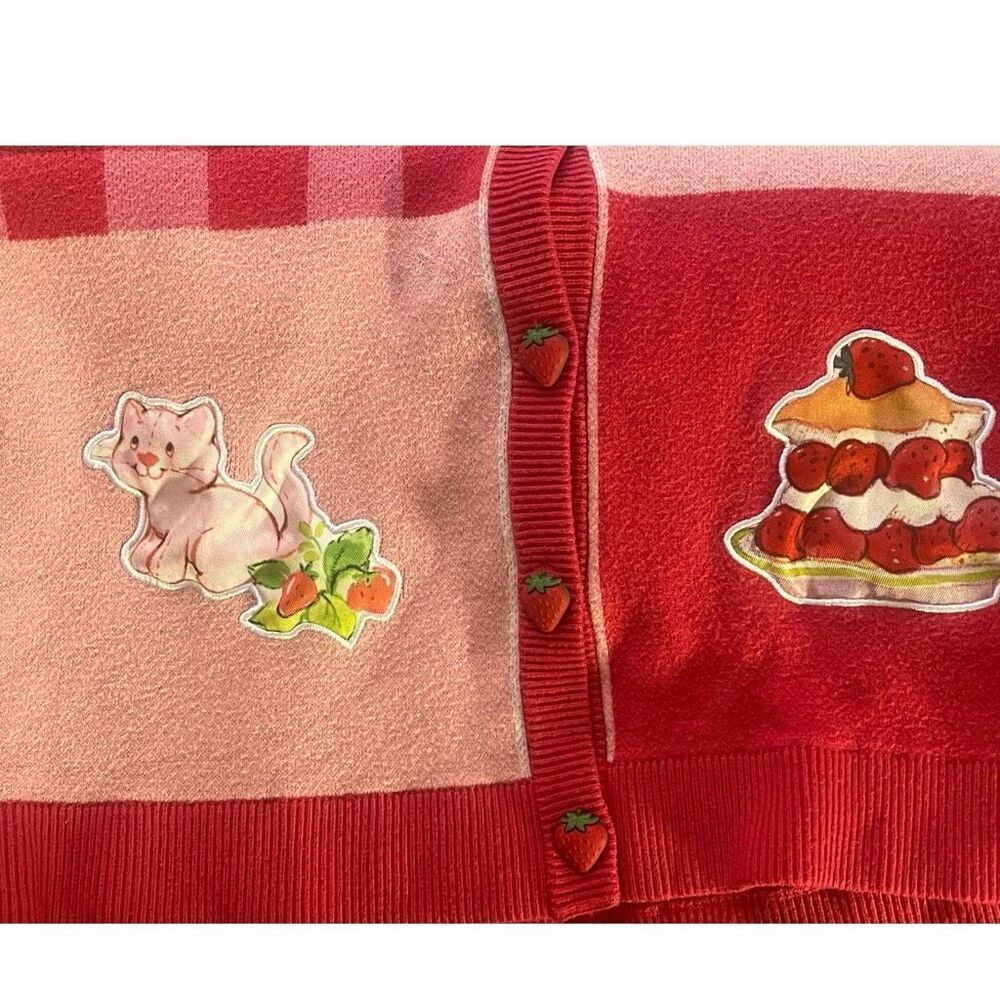 Strawberry Shortcake Button Down Patchwork Gingha… - image 5